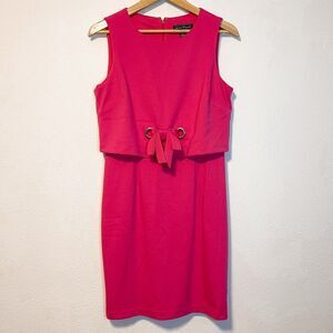 Jessica Howard Pink Knit Sleeveless Bow Dress Size 10